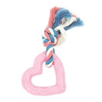 Little Rascals Heart Teether Roze/ Blauw / Wit 15x7x2 cm